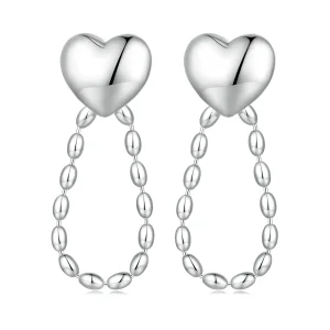 Pandora Style Heart-Shaped Tassels Dangle Earrings - BSE825 (image for) Pandora Style Heart-Shaped Tassels Dangle Earrings - BSE825
