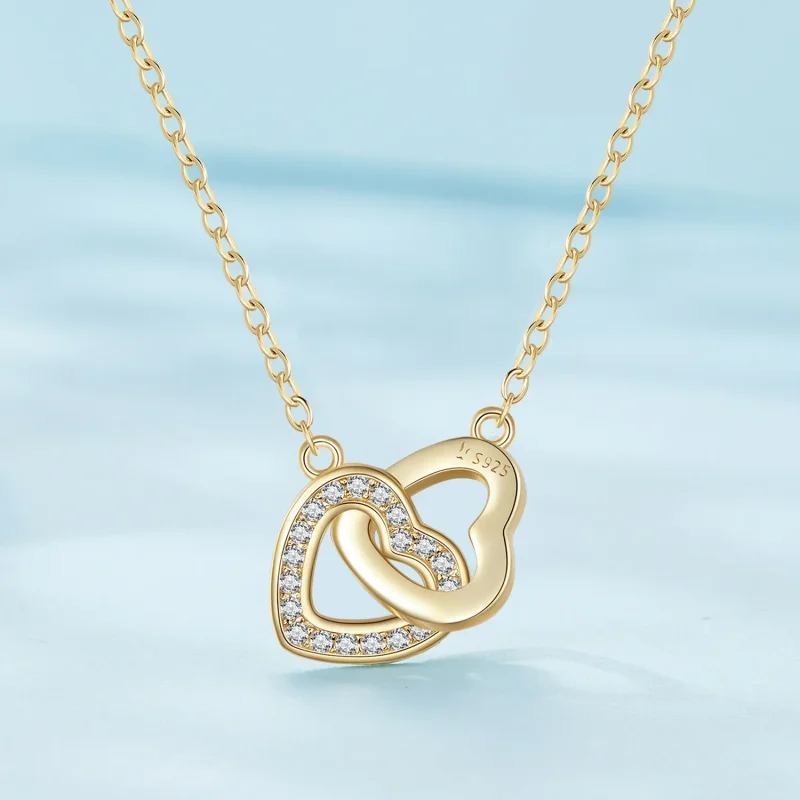 (image for) Pandora Style Heart To Heart-925 Silver Necklace - SCN181-B - View 2