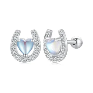 Pandora Style Horseshoe Round Ear Plugs Studs Earrings - SCE1612 (image for) Pandora Style Horseshoe Round Ear Plugs Studs Earrings - SCE1612
