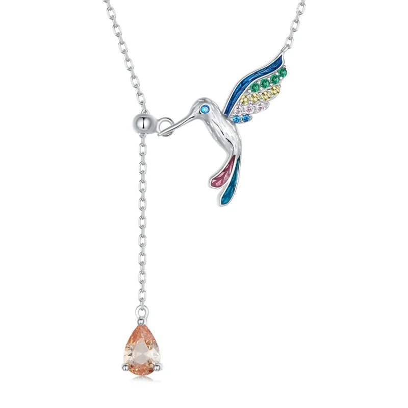 (image for) Pandora Style Hummingbird Necklace - BSN305 - View 3