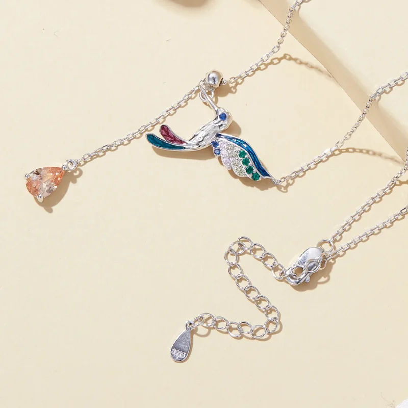 (image for) Pandora Style Hummingbird Necklace - BSN305 - View 4