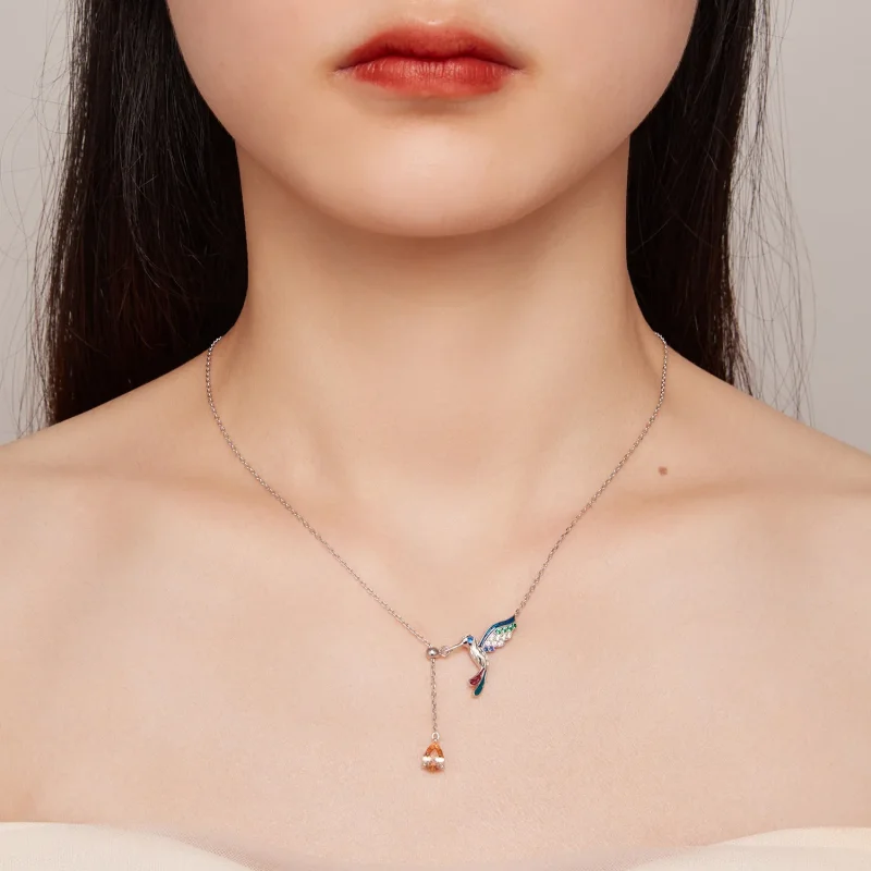 (image for) Pandora Style Hummingbird Necklace - BSN305 - View 6