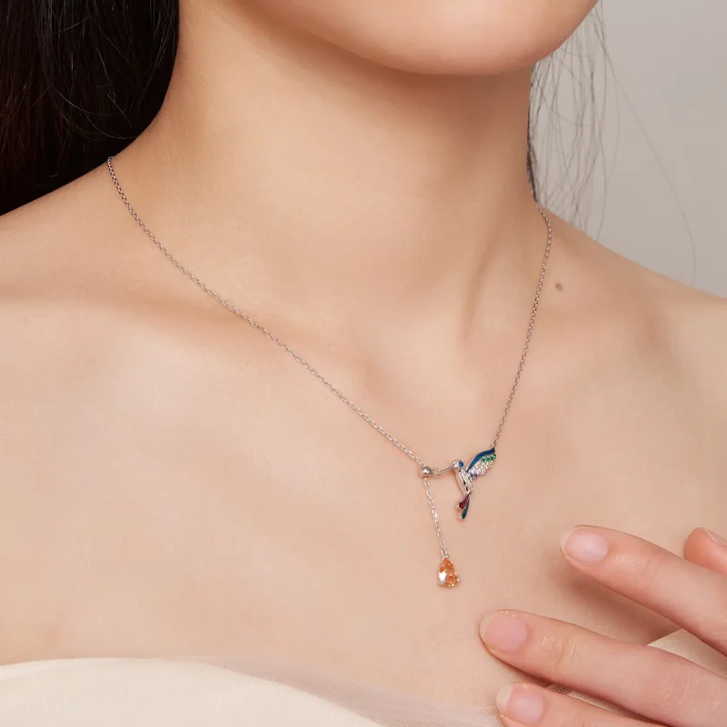(image for) Pandora Style Hummingbird Necklace - BSN305 - View 8