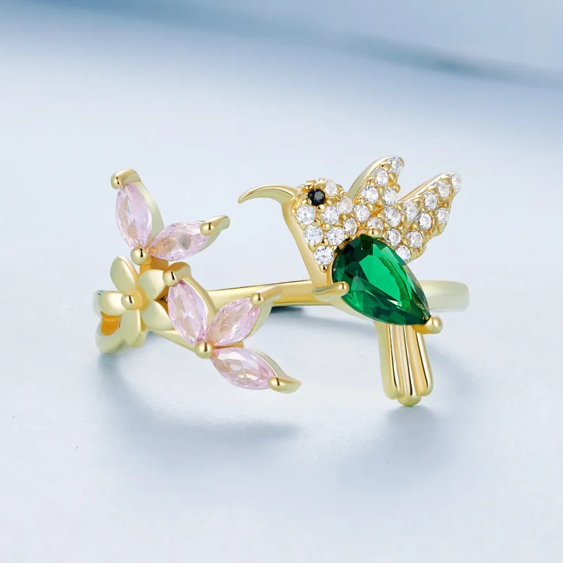 (image for) Pandora Style Hummingbird's Gift-S925 Silver Ring - BSR016-B - View 3
