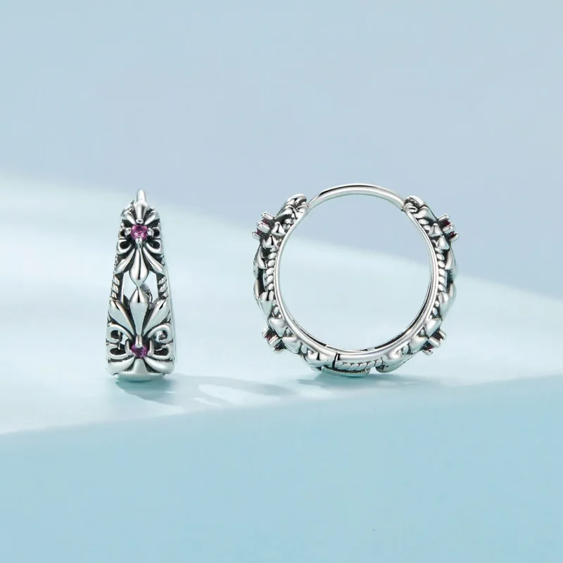 (image for) Pandora Style Iris Vintage Hoop Earrings - SCE1649 - View 2