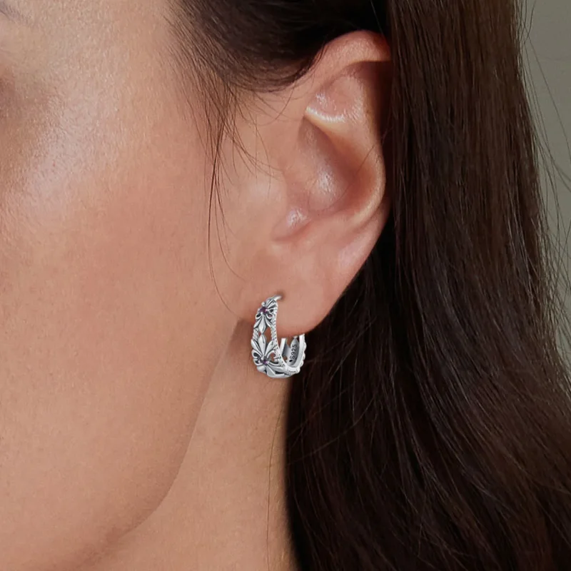 (image for) Pandora Style Iris Vintage Hoop Earrings - SCE1649 - View 5