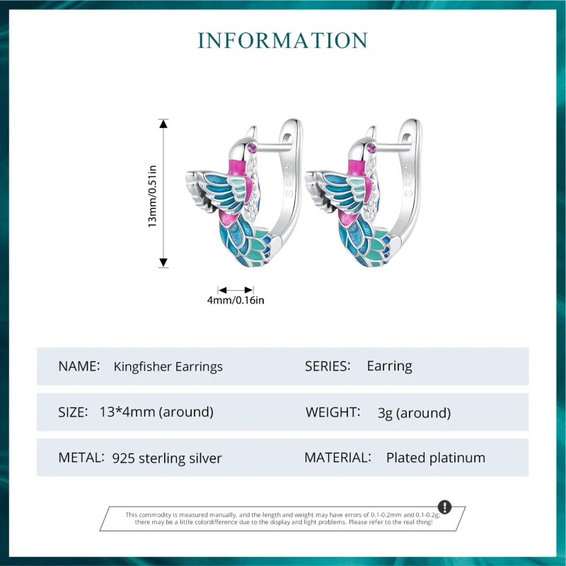 (image for) Pandora Style Kingfisher Hoop Earrings - BSE899 - View 7