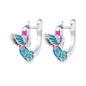 Pandora Style Kingfisher Hoop Earrings - BSE899 (image for) Pandora Style Kingfisher Hoop Earrings - BSE899