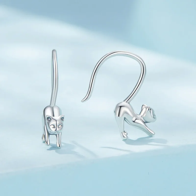 (image for) Pandora Style Kitten Earrings Stud Earrings - SCE1618 - View 2