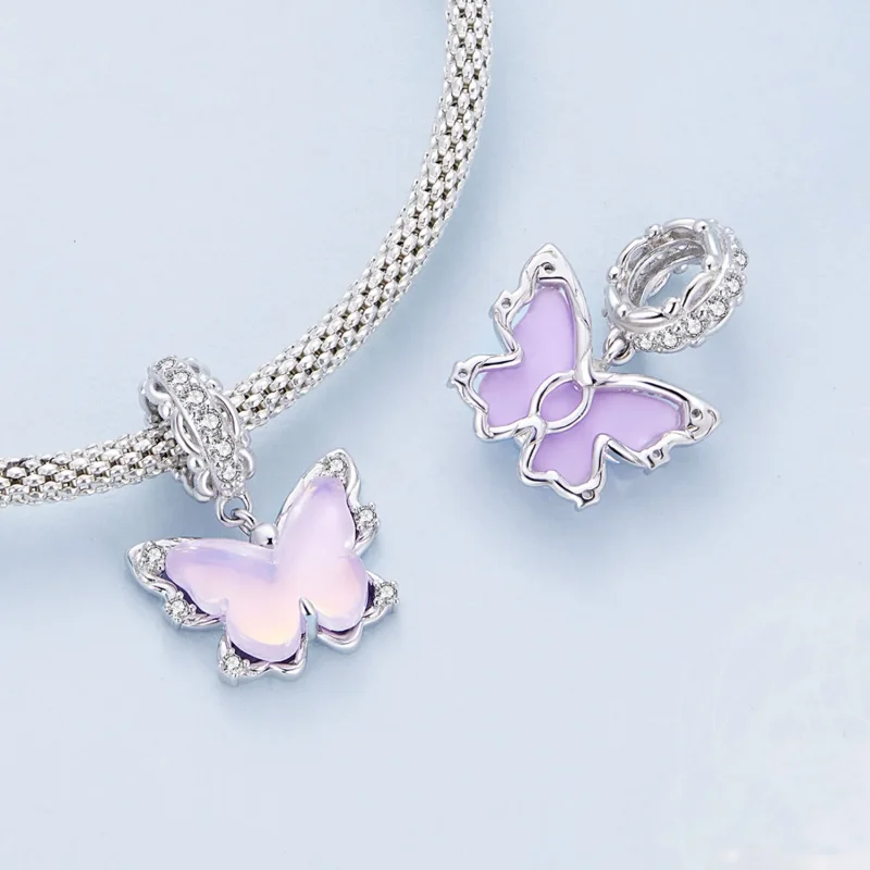 (image for) Pandora Style Lace Butterfly Dangle - BSC925 - View 4
