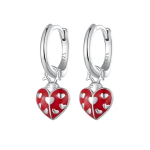 Pandora Style Ladybug Hoop Earrings - SCE1573 (image for) Pandora Style Ladybug Hoop Earrings - SCE1573
