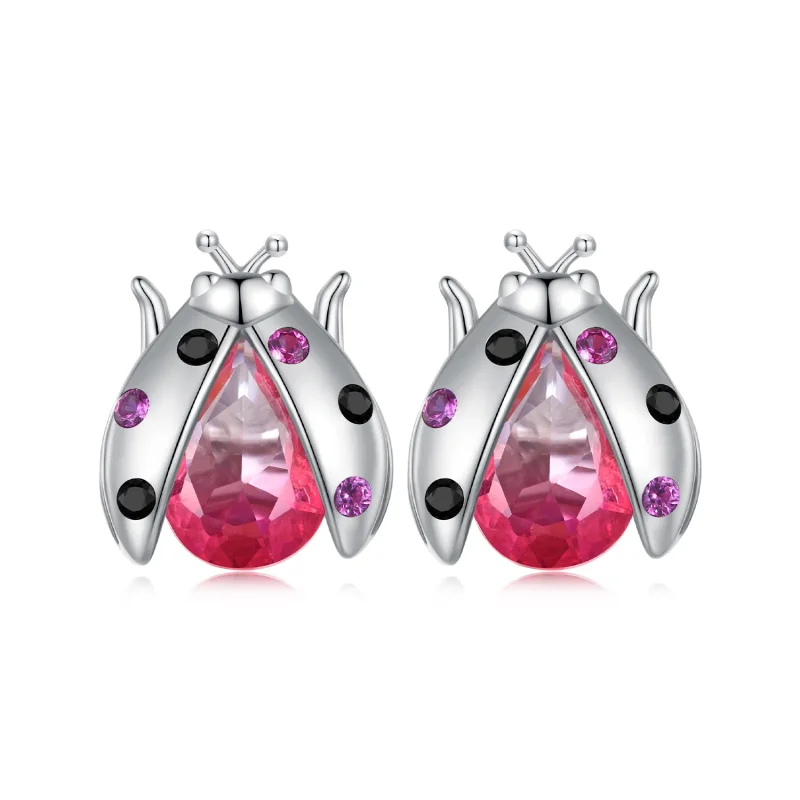 (image for) Pandora Style Ladybug Studs Earrings - SCE1634