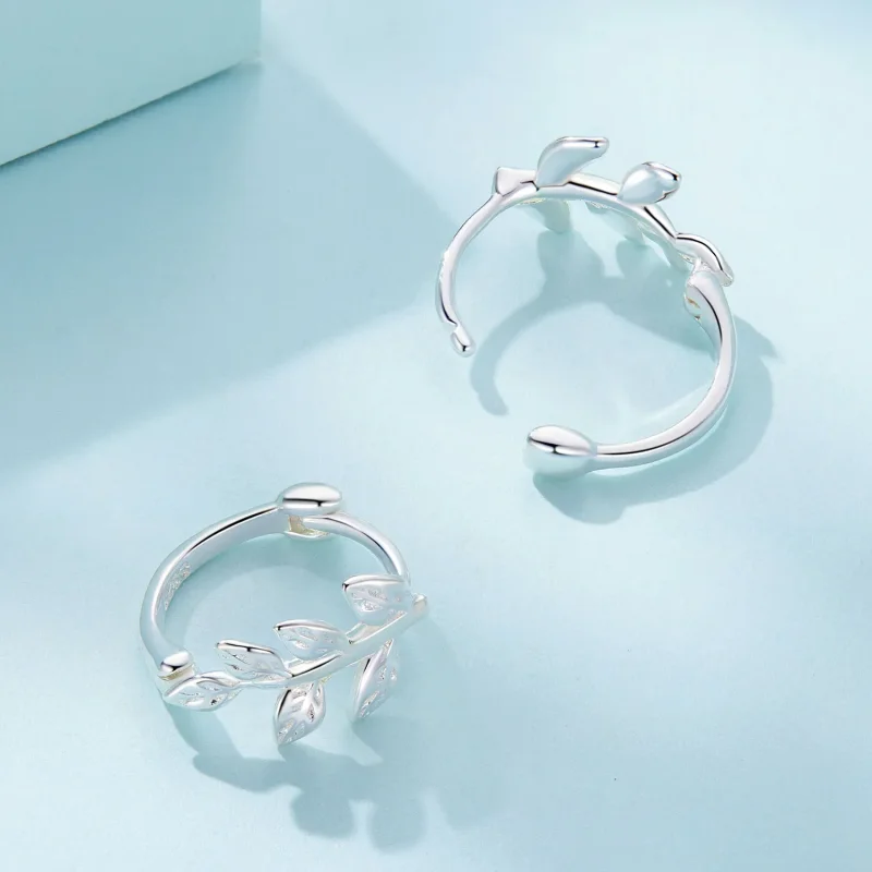 (image for) Pandora Style Leaf Hoop Earrings - SCE1660 - View 4