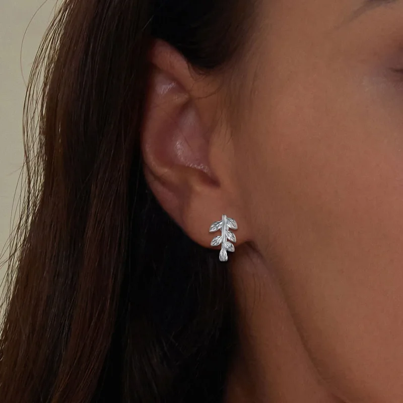 (image for) Pandora Style Leaf Hoop Earrings - SCE1660 - View 5