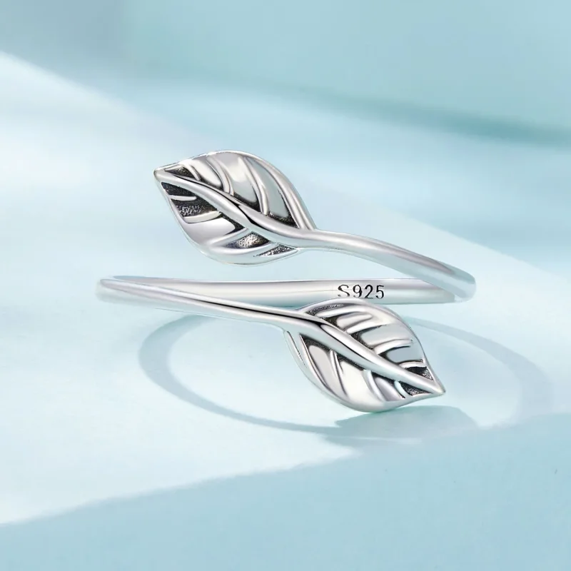 (image for) Pandora Style Leaf Opening Ring - SCR975-E - View 3