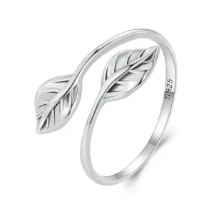 Pandora Style Leaf Opening Ring - SCR975-E (image for) Pandora Style Leaf Opening Ring - SCR975-E