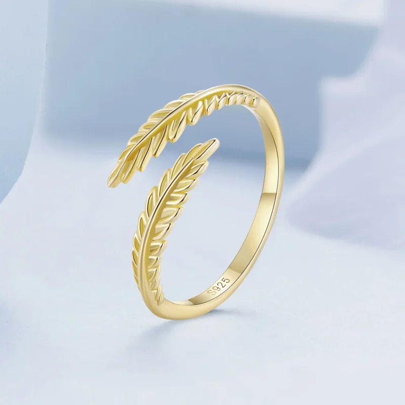 (image for) Pandora Style Leaves Open Ring - BSR485-E - View 2