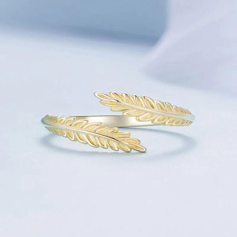 (image for) Pandora Style Leaves Open Ring - BSR485-E - View 3
