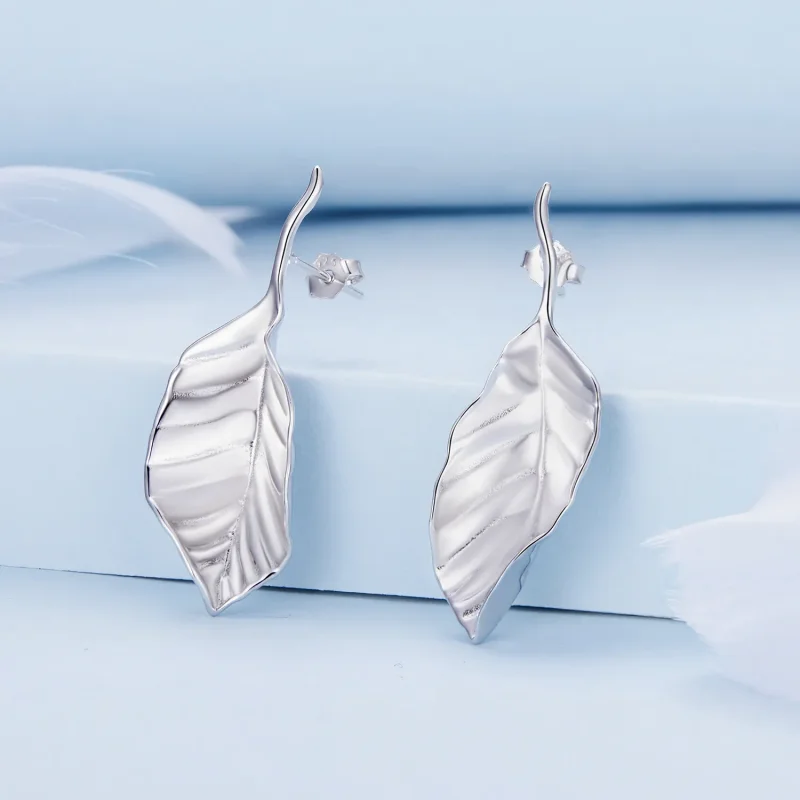(image for) Pandora Style Leaves Studs Earrings - BSE812 - View 2