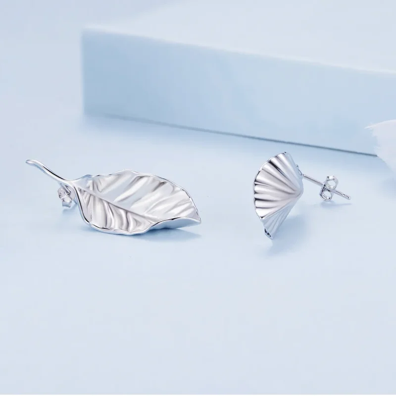 (image for) Pandora Style Leaves Studs Earrings - BSE812 - View 3