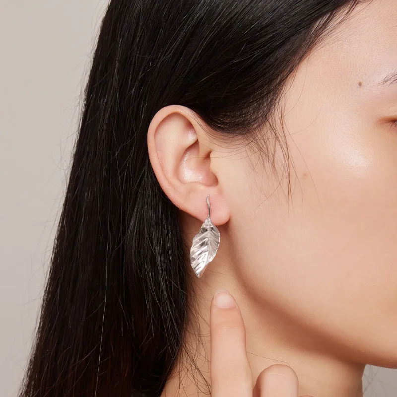 (image for) Pandora Style Leaves Studs Earrings - BSE812 - View 6