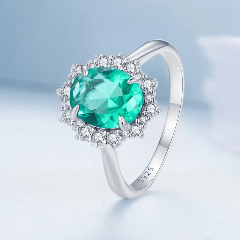 (image for) Pandora Style Light Green Wave Ring - BSR448 - View 2