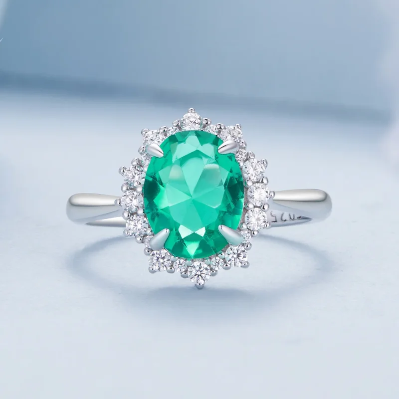 (image for) Pandora Style Light Green Wave Ring - BSR448 - View 3