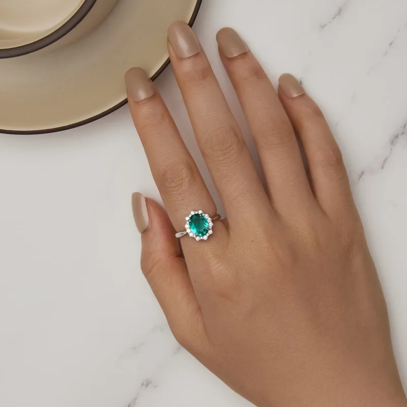 (image for) Pandora Style Light Green Wave Ring - BSR448 - View 5