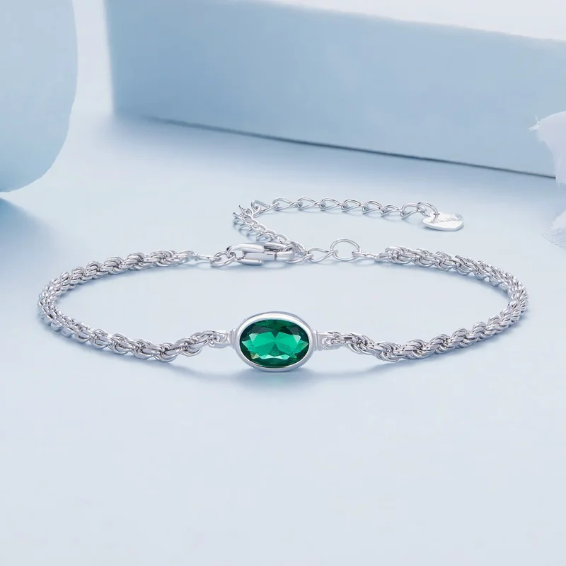 (image for) Pandora Style Light Luxury Green Zirconia Chopard Bracelet - BSB116 - View 2