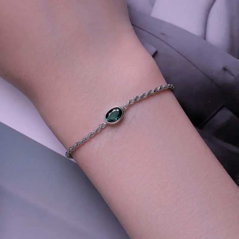 (image for) Pandora Style Light Luxury Green Zirconia Chopard Bracelet - BSB116 - View 5