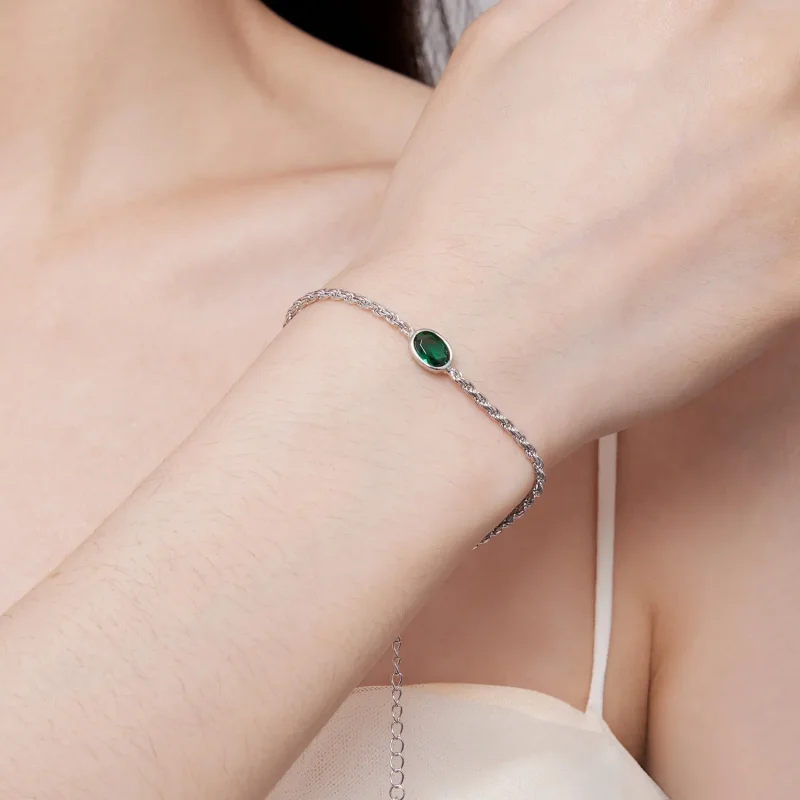(image for) Pandora Style Light Luxury Green Zirconia Chopard Bracelet - BSB116 - View 6