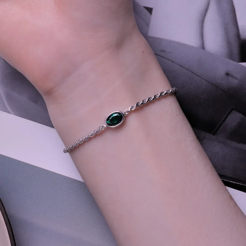(image for) Pandora Style Light Luxury Green Zirconia Chopard Bracelet - BSB116 - View 7