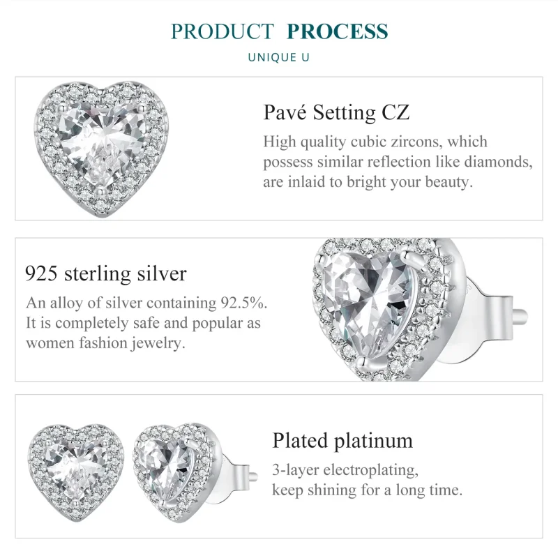 (image for) Pandora Style Light Luxury Stud Earrings - BSE894 - View 6