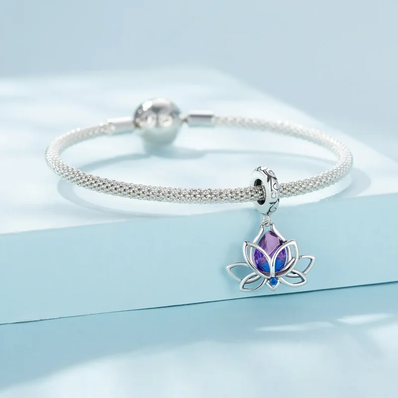 (image for) Pandora Style Lotus Dangle - SCC2562 - View 3
