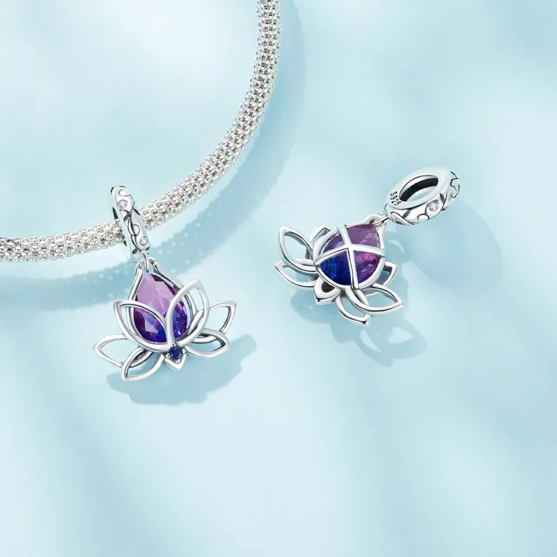 (image for) Pandora Style Lotus Dangle - SCC2562 - View 4