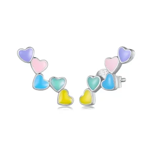 Pandora Style Love Colorful Studs Earrings - SCE1638 (image for) Pandora Style Love Colorful Studs Earrings - SCE1638