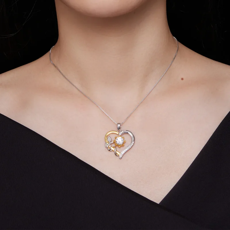(image for) Pandora Style Love Moissanite Necklace(One Certificate) - MSN012 - View 6
