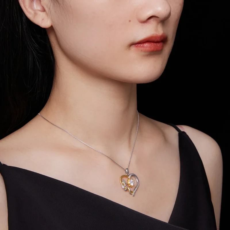 (image for) Pandora Style Love Moissanite Necklace(One Certificate) - MSN012 - View 8