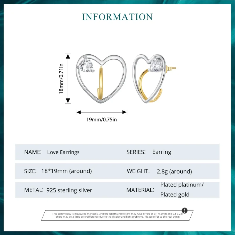 (image for) Pandora Style Love Studs Earrings - BSE888 - View 7