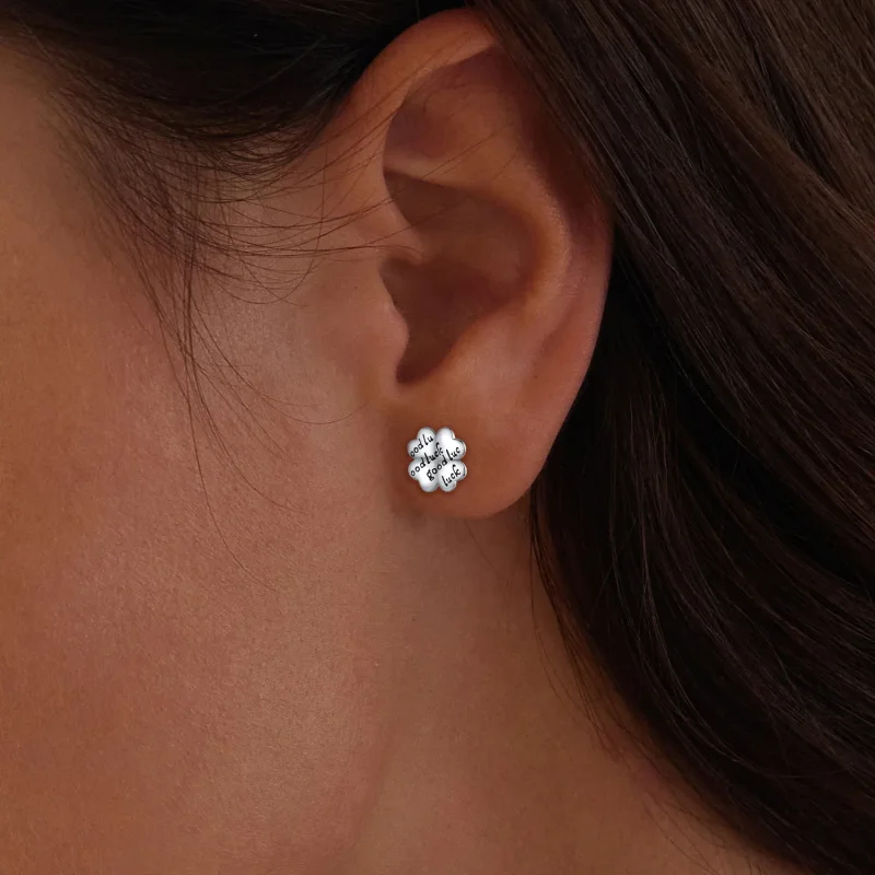 (image for) Pandora Style Lucky Clover Studs Earrings - SCE1635 - View 6