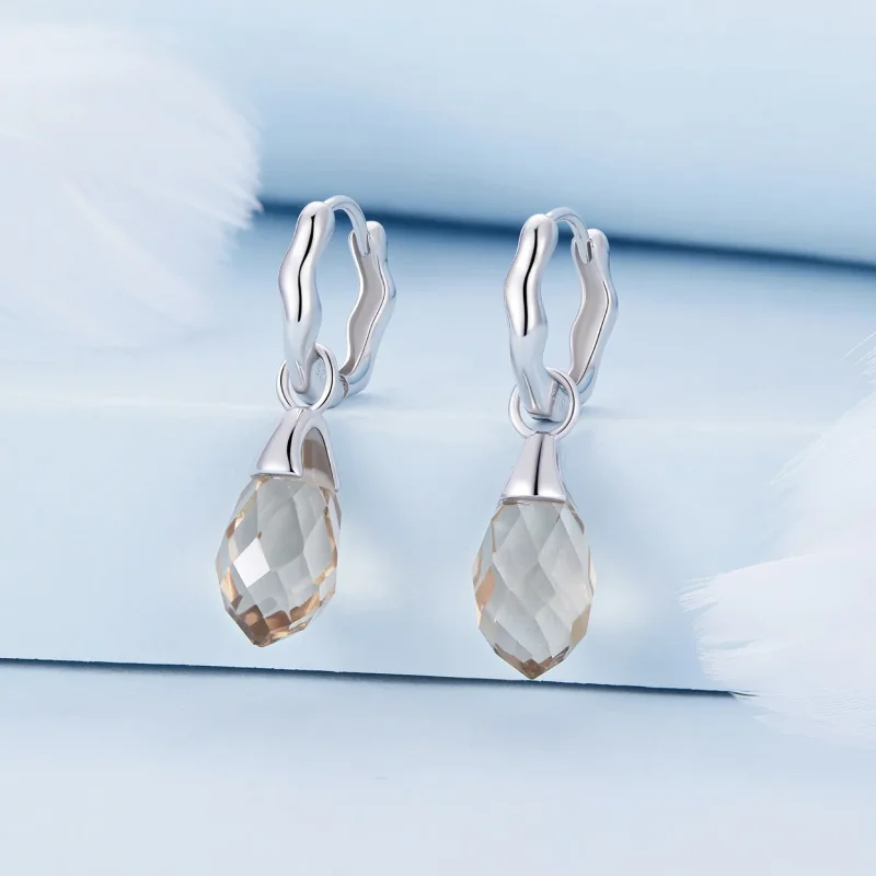 (image for) Pandora Style Luxurious Water Drop Hoop Earrings - BSE814 - View 2