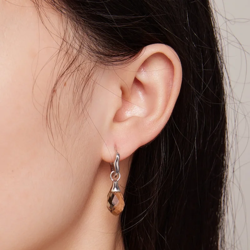 (image for) Pandora Style Luxurious Water Drop Hoop Earrings - BSE814 - View 5