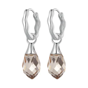 Pandora Style Luxurious Water Drop Hoop Earrings - BSE814 (image for) Pandora Style Luxurious Water Drop Hoop Earrings - BSE814