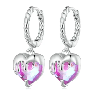 Pandora Style Melting Heart Hoop Earrings - BSE833 (image for) Pandora Style Melting Heart Hoop Earrings - BSE833