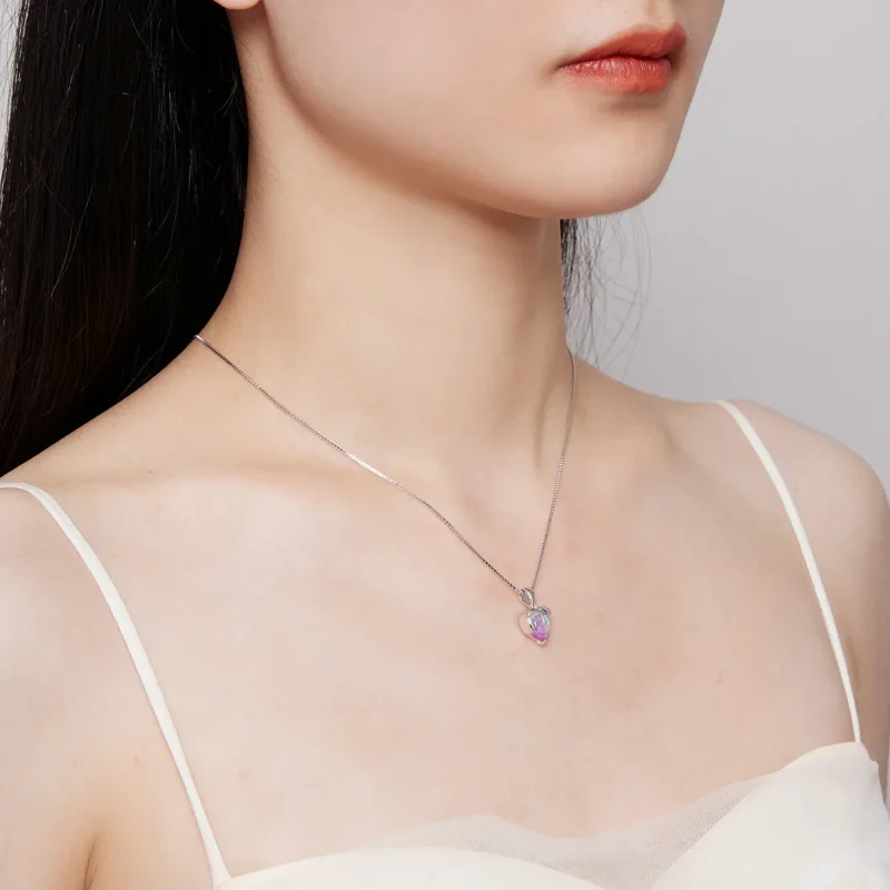 (image for) Pandora Style Melting Heart Necklace - BSN322 - View 7