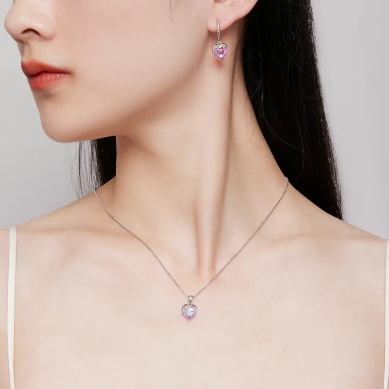 (image for) Pandora Style Melting Heart Necklace - BSN322 - View 8