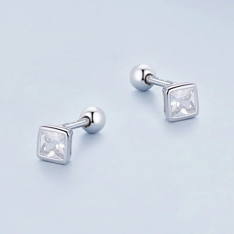 (image for) Pandora Style Mini Princess Zirconia Studs Earrings - BSE885-S - View 3