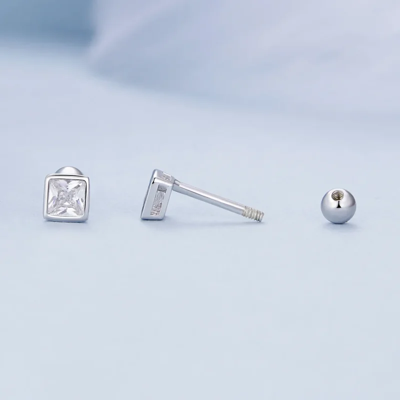 (image for) Pandora Style Mini Princess Zirconia Studs Earrings - BSE885-S - View 4