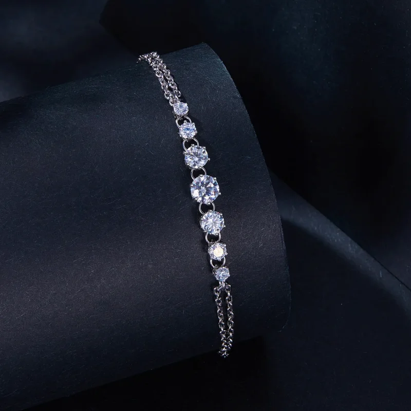 (image for) Pandora Style Moissanite Bracelet(One Certificate) - MSB008 - View 2