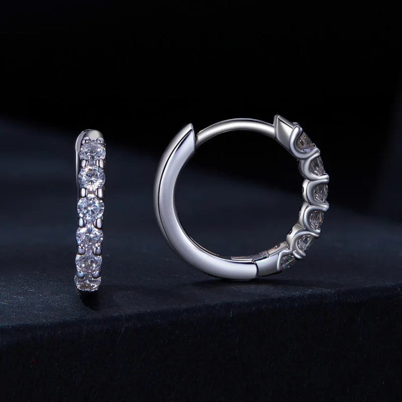 (image for) Pandora Style Moissanite Hoop Earrings - MSE029 - View 2